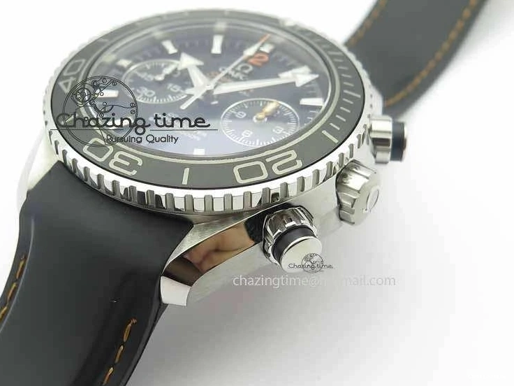 0115 Planet Ocean Master Chrono 45mm SS OM 1:1 Best Edition Black Dial Orange 12 On Rubber Strap A Durable 8169